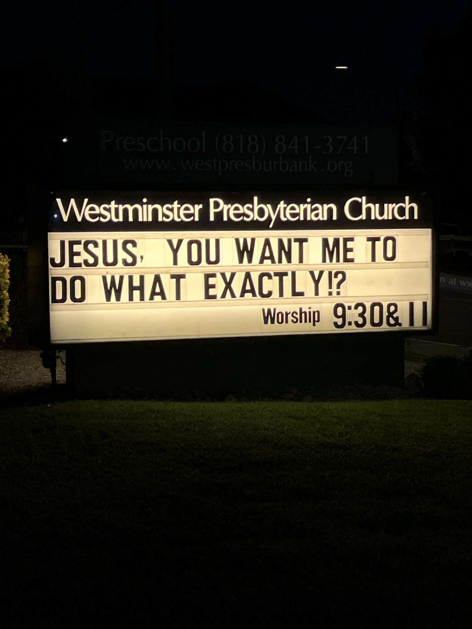 Westminster Presbyterian Church marquee, Burbank