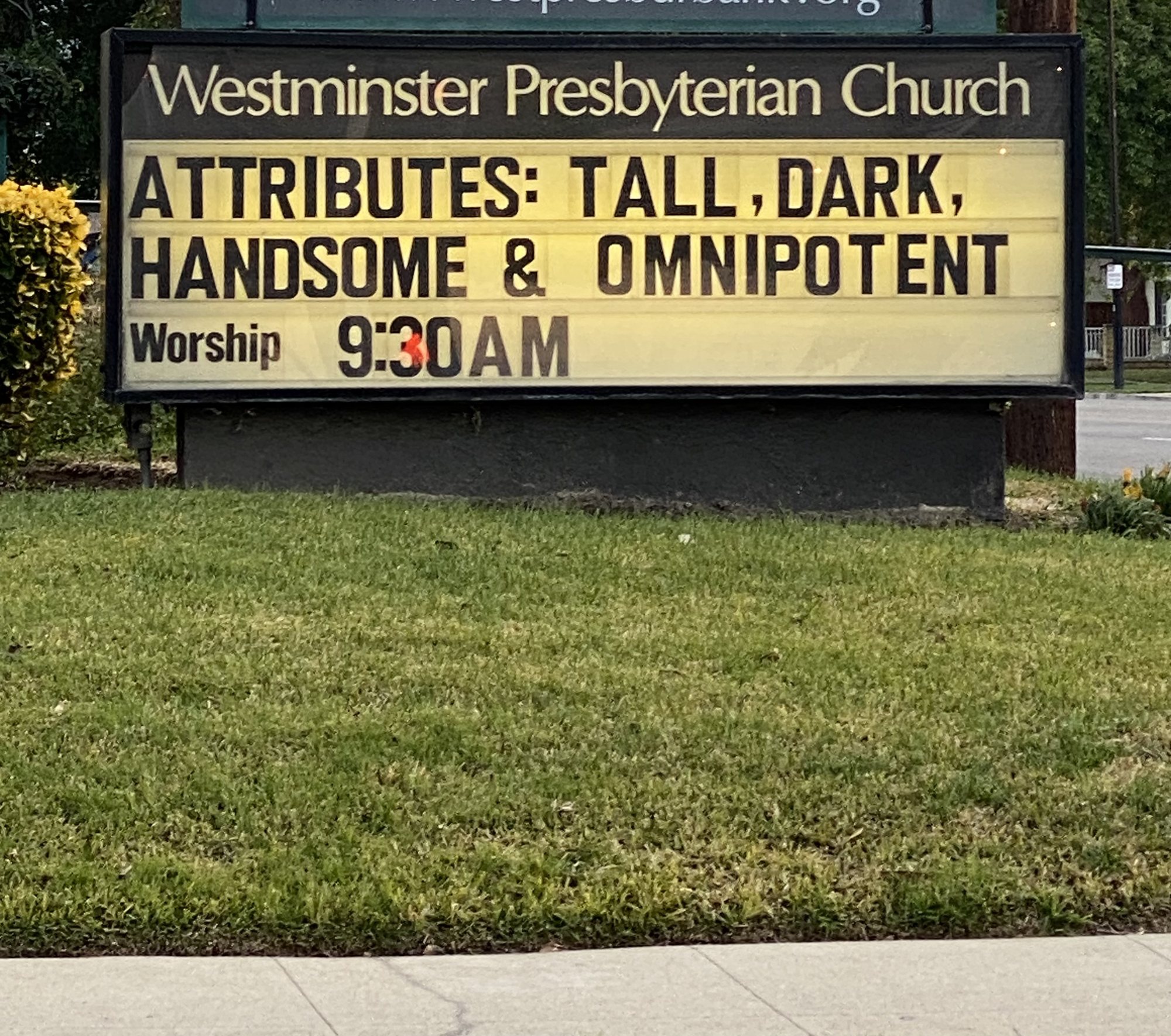 Westminster Presbyterian Church marquee, Burbank