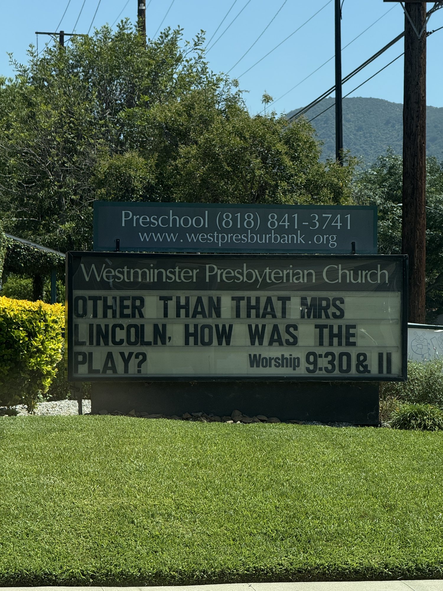 Westminster Presbyterian Church marquee, Burbank