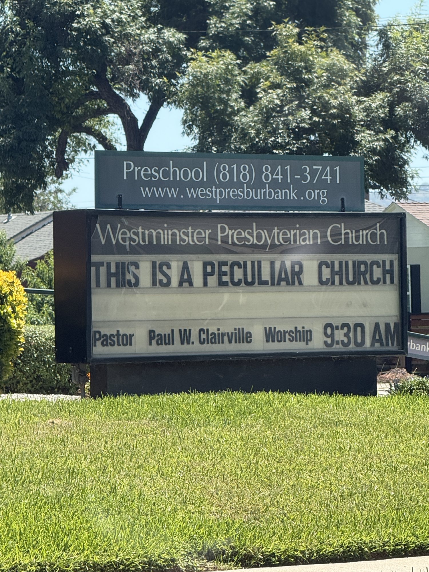 Westminster Presbyterian Church marquee, Burbank