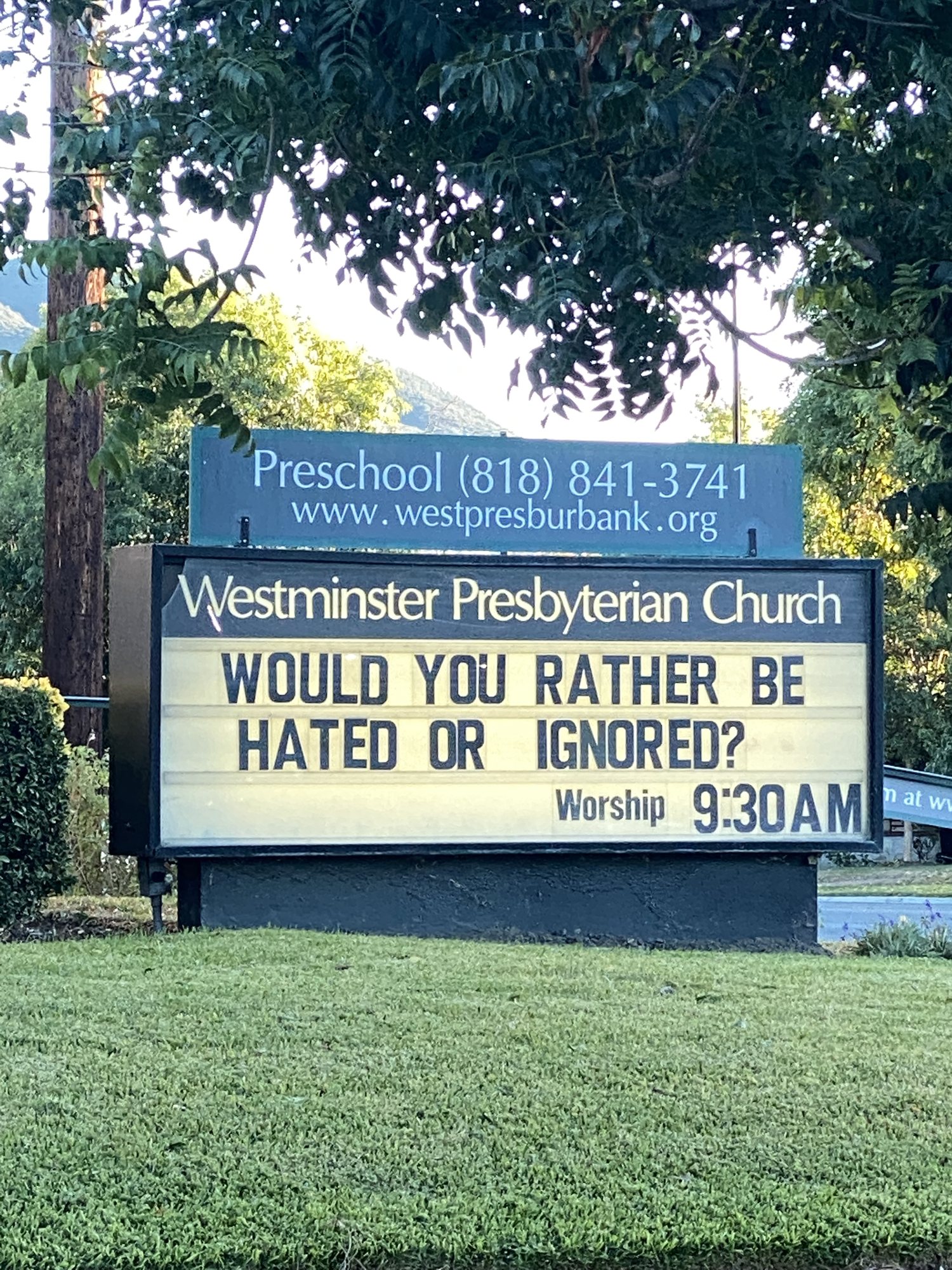 Westminster Presbyterian Church marquee, Burbank