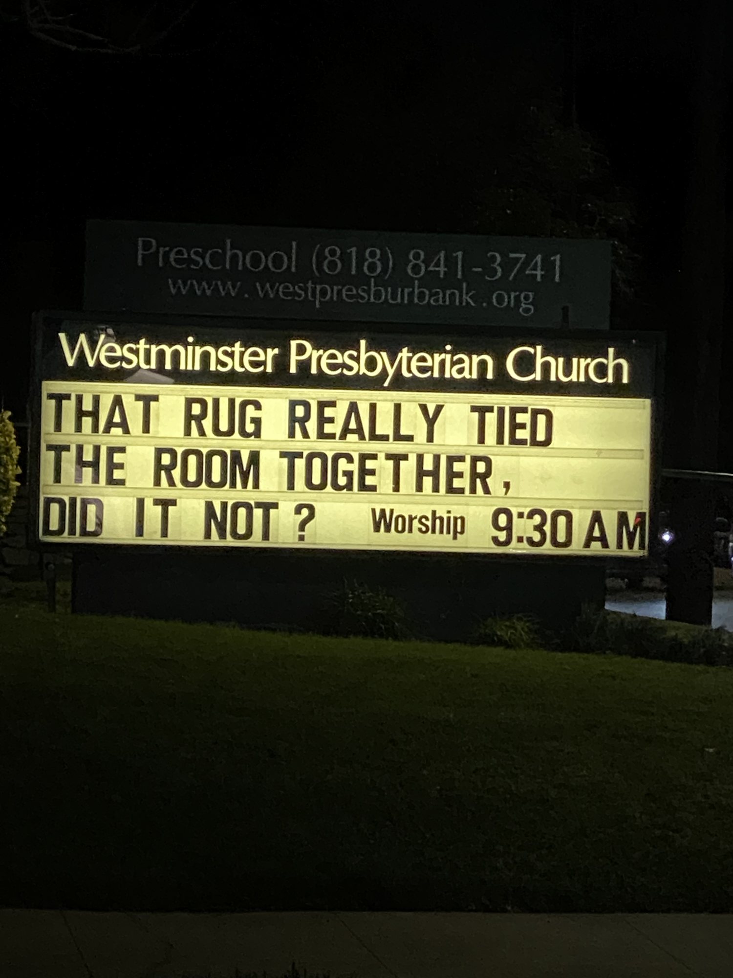 Westminster Presbyterian Church marquee, Burbank