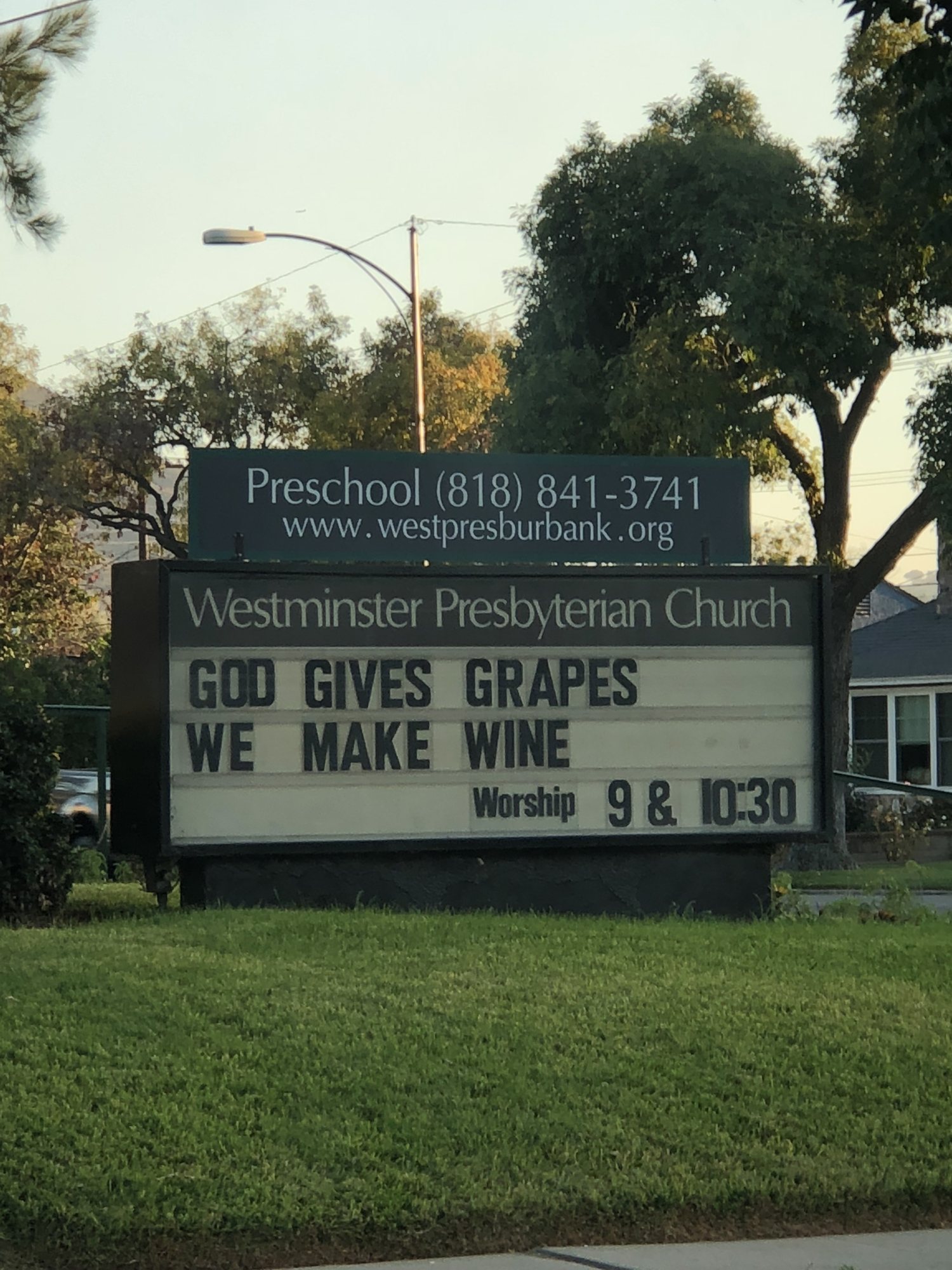 Westminster Presbyterian Church marquee, Burbank